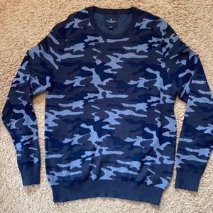 American Eagle Blue Camo Camouflage Sweater Medium